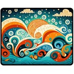 Waves Ocean Sea Abstract Whimsical Abstract Art Pattern Abstract Pattern Nature Water Seascape Two Sides Fleece Blanket (Medium)
