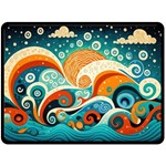 Waves Ocean Sea Abstract Whimsical Abstract Art Pattern Abstract Pattern Nature Water Seascape Two Sides Fleece Blanket (Large)
