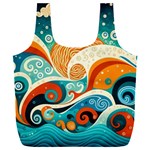 Waves Ocean Sea Abstract Whimsical Abstract Art Pattern Abstract Pattern Nature Water Seascape Full Print Recycle Bag (XXXL)