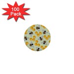 Bees Pattern Honey Bee Bug Honeycomb Honey Beehive 1  Mini Buttons (100 pack) 