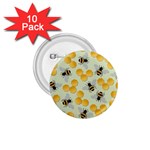 Bees Pattern Honey Bee Bug Honeycomb Honey Beehive 1.75  Buttons (10 pack)
