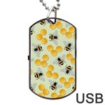 Bees Pattern Honey Bee Bug Honeycomb Honey Beehive Dog Tag USB Flash (Two Sides)