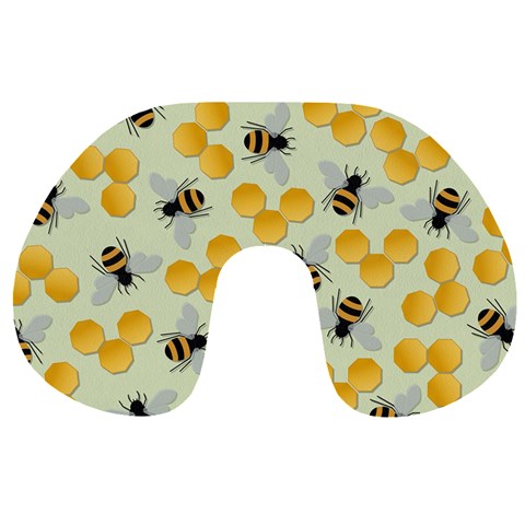 Bees Pattern Honey Bee Bug Honeycomb Honey Beehive Travel Neck Pillow from UrbanLoad.com Front
