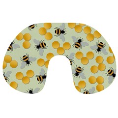 Bees Pattern Honey Bee Bug Honeycomb Honey Beehive Travel Neck Pillow from UrbanLoad.com Back