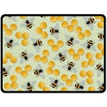 Bees Pattern Honey Bee Bug Honeycomb Honey Beehive Two Sides Fleece Blanket (Large)