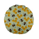 Bees Pattern Honey Bee Bug Honeycomb Honey Beehive Standard 15  Premium Flano Round Cushions