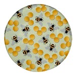 Bees Pattern Honey Bee Bug Honeycomb Honey Beehive Round Glass Fridge Magnet (4 pack)