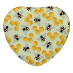Bees Pattern Honey Bee Bug Honeycomb Honey Beehive Heart Glass Fridge Magnet (4 pack)