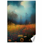 Wildflowers Field Outdoors Clouds Trees Cover Art Storm Mysterious Dream Landscape Canvas 12  x 18 