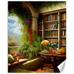 Room Interior Library Books Bookshelves Reading Literature Study Fiction Old Manor Book Nook Reading Canvas 11  x 14 
