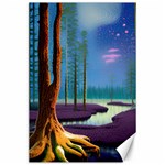 Artwork Outdoors Night Trees Setting Scene Forest Woods Light Moonlight Nature Canvas 24  x 36 