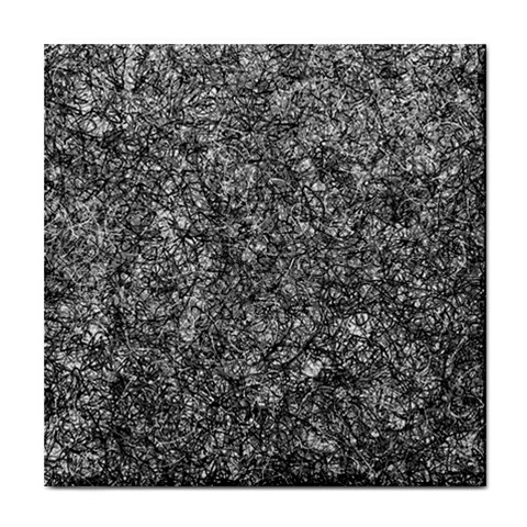 Black and white Abstract expressive print Tile Coaster from UrbanLoad.com Front