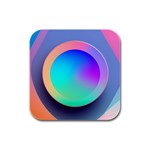 Circle Colorful Rainbow Spectrum Button Gradient Rubber Square Coaster (4 pack)