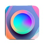 Circle Colorful Rainbow Spectrum Button Gradient Square Metal Box (Black)