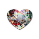 Digital Computer Technology Office Information Modern Media Web Connection Art Creatively Colorful C Rubber Coaster (Heart)