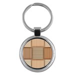 Wooden Wickerwork Texture Square Pattern Key Chain (Round)