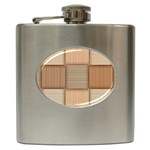Wooden Wickerwork Texture Square Pattern Hip Flask (6 oz)