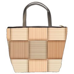 Wooden Wickerwork Texture Square Pattern Bucket Bag from UrbanLoad.com Back