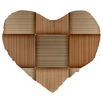 Wooden Wickerwork Texture Square Pattern Large 19  Premium Flano Heart Shape Cushions