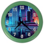 Digital Art Artwork Illustration Vector Buiding City Color Wall Clock