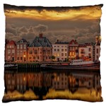 Old Port Of Maasslui Netherlands Large Premium Plush Fleece Cushion Case (Two Sides)