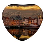 Old Port Of Maasslui Netherlands Heart Glass Fridge Magnet (4 pack)