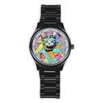 Kitten Cat Pet Animal Adorable Fluffy Cute Kitty Stainless Steel Round Watch