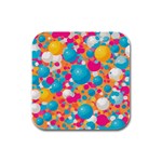 Circles Art Seamless Repeat Bright Colors Colorful Rubber Square Coaster (4 pack)