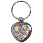 Circles Art Seamless Repeat Bright Colors Colorful Key Chain (Heart)