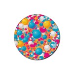 Circles Art Seamless Repeat Bright Colors Colorful Rubber Round Coaster (4 pack)