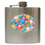 Circles Art Seamless Repeat Bright Colors Colorful Hip Flask (6 oz)