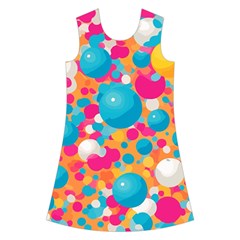 Circles Art Seamless Repeat Bright Colors Colorful Kids  Short Sleeve Velvet Dress from UrbanLoad.com Front