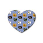 Cat Cat Background Animals Little Cat Pets Kittens Rubber Heart Coaster (4 pack)