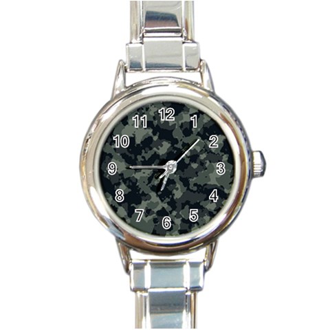 Camouflage, Pattern, Abstract, Background, Texture, Army Round Italian Charm Watch from UrbanLoad.com Front