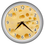 Cheese Texture, Yellow Cheese Background Wall Clock (Silver)