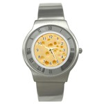 Cheese Texture, Yellow Cheese Background Stainless Steel Watch