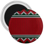 Christmas Pattern, Fabric Texture, Knitted Red Background 3  Magnets