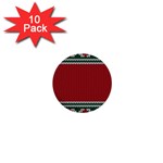 Christmas Pattern, Fabric Texture, Knitted Red Background 1  Mini Buttons (10 pack) 