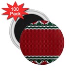 Christmas Pattern, Fabric Texture, Knitted Red Background 2.25  Magnets (100 pack) 