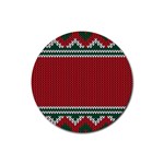Christmas Pattern, Fabric Texture, Knitted Red Background Rubber Round Coaster (4 pack)