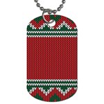 Christmas Pattern, Fabric Texture, Knitted Red Background Dog Tag (Two Sides)