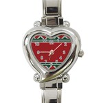 Christmas Pattern, Fabric Texture, Knitted Red Background Heart Italian Charm Watch
