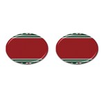 Christmas Pattern, Fabric Texture, Knitted Red Background Cufflinks (Oval)