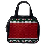 Christmas Pattern, Fabric Texture, Knitted Red Background Classic Handbag (One Side)