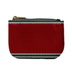 Christmas Pattern, Fabric Texture, Knitted Red Background Mini Coin Purse