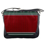 Christmas Pattern, Fabric Texture, Knitted Red Background Messenger Bag
