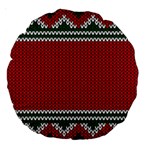 Christmas Pattern, Fabric Texture, Knitted Red Background Large 18  Premium Round Cushions