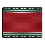 Christmas Pattern, Fabric Texture, Knitted Red Background Two Sides Fleece Blanket (Small)