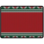 Christmas Pattern, Fabric Texture, Knitted Red Background Two Sides Fleece Blanket (Large)