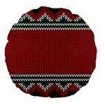 Christmas Pattern, Fabric Texture, Knitted Red Background Large 18  Premium Flano Round Cushions